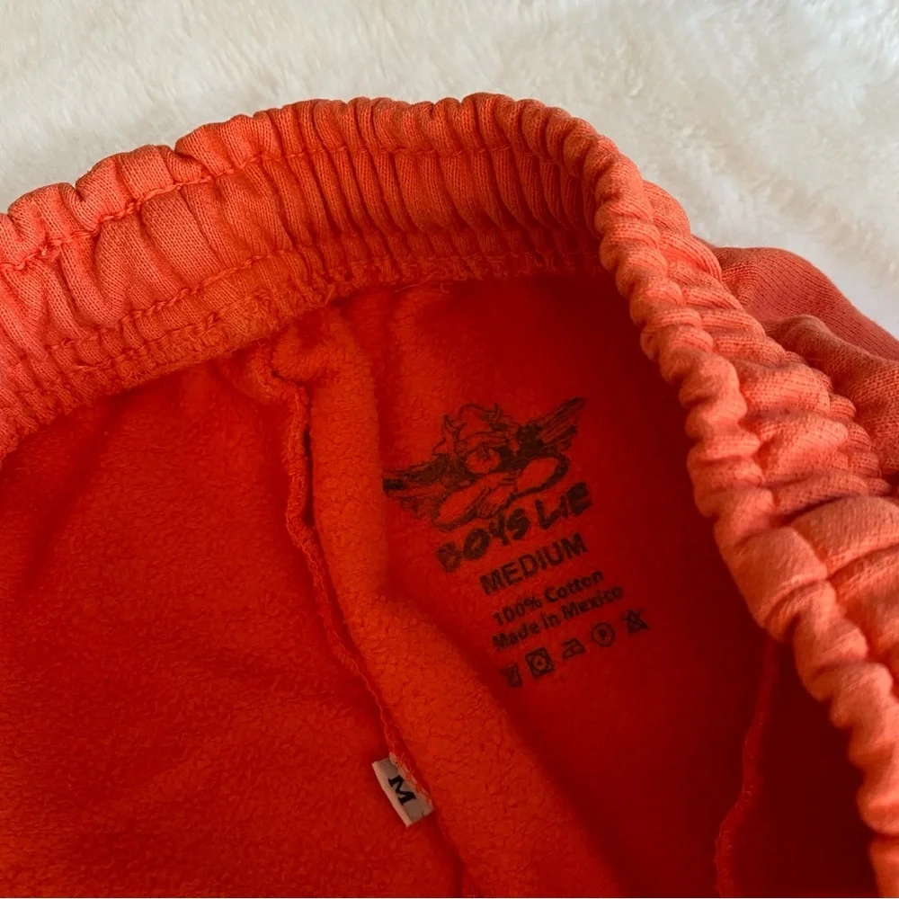 1-800-BOYS-LIE Orange 100% Cotton Sweatpants w/ Rainbow Angel Sequin Bling M - Picture 9 of 15